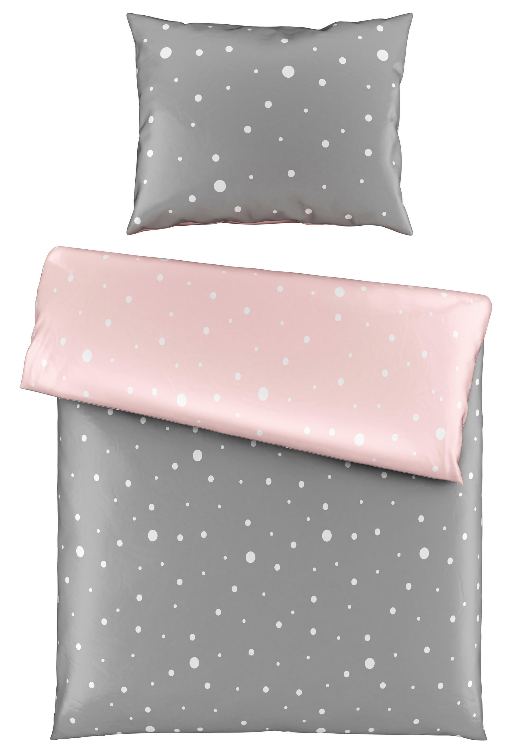 LENJERIE DE PAT CU DOUĂ FEȚE 200/220 cm  - roz/gri, Konventionell, textil (200/220cm) - Esposa