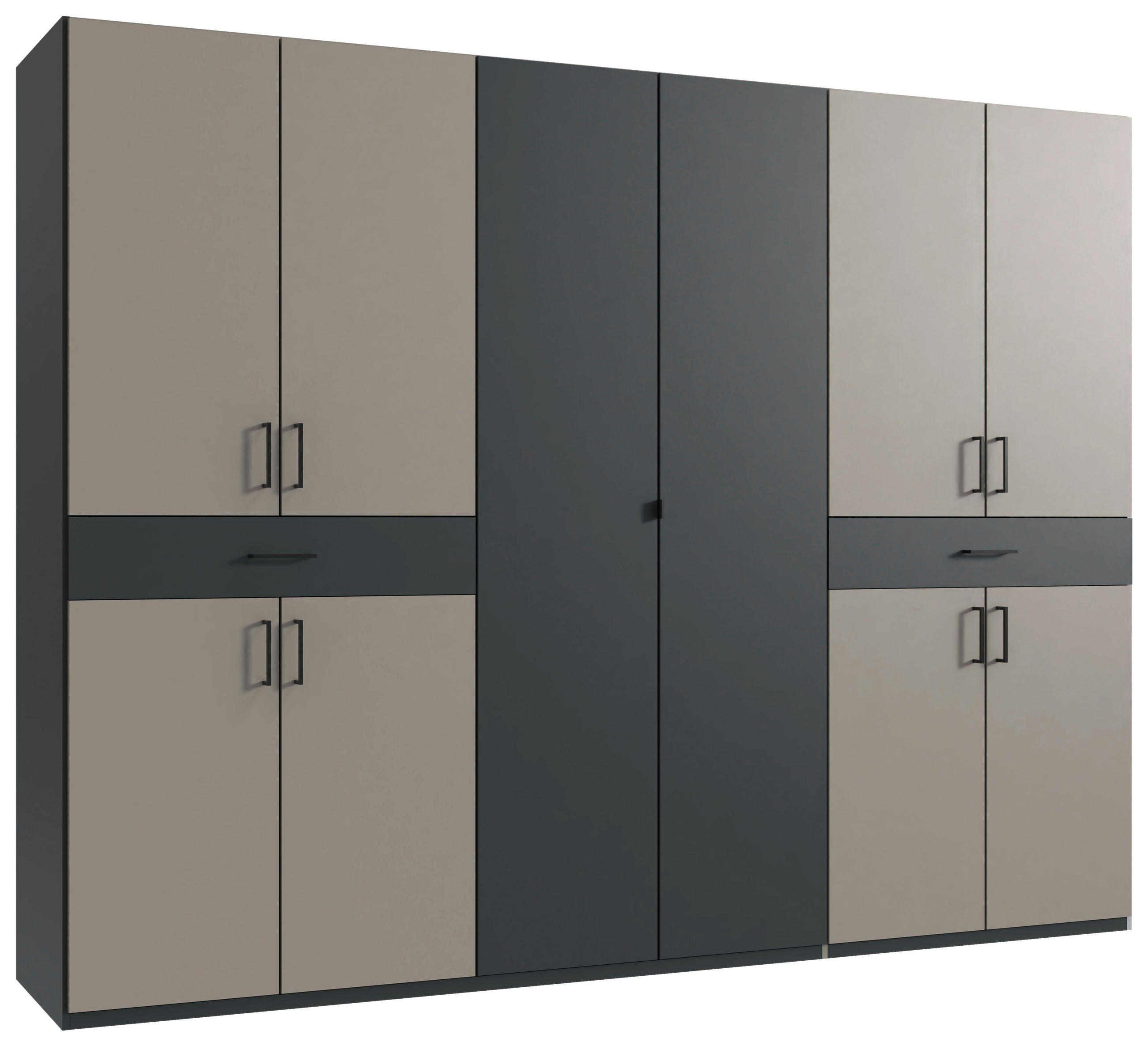 DREHTÜRENSCHRANK in Graphitfarben, Sahara  - Schwarz/Graphitfarben, Konventionell, Holzwerkstoff/Kunststoff (270/208/58cm) - Carryhome