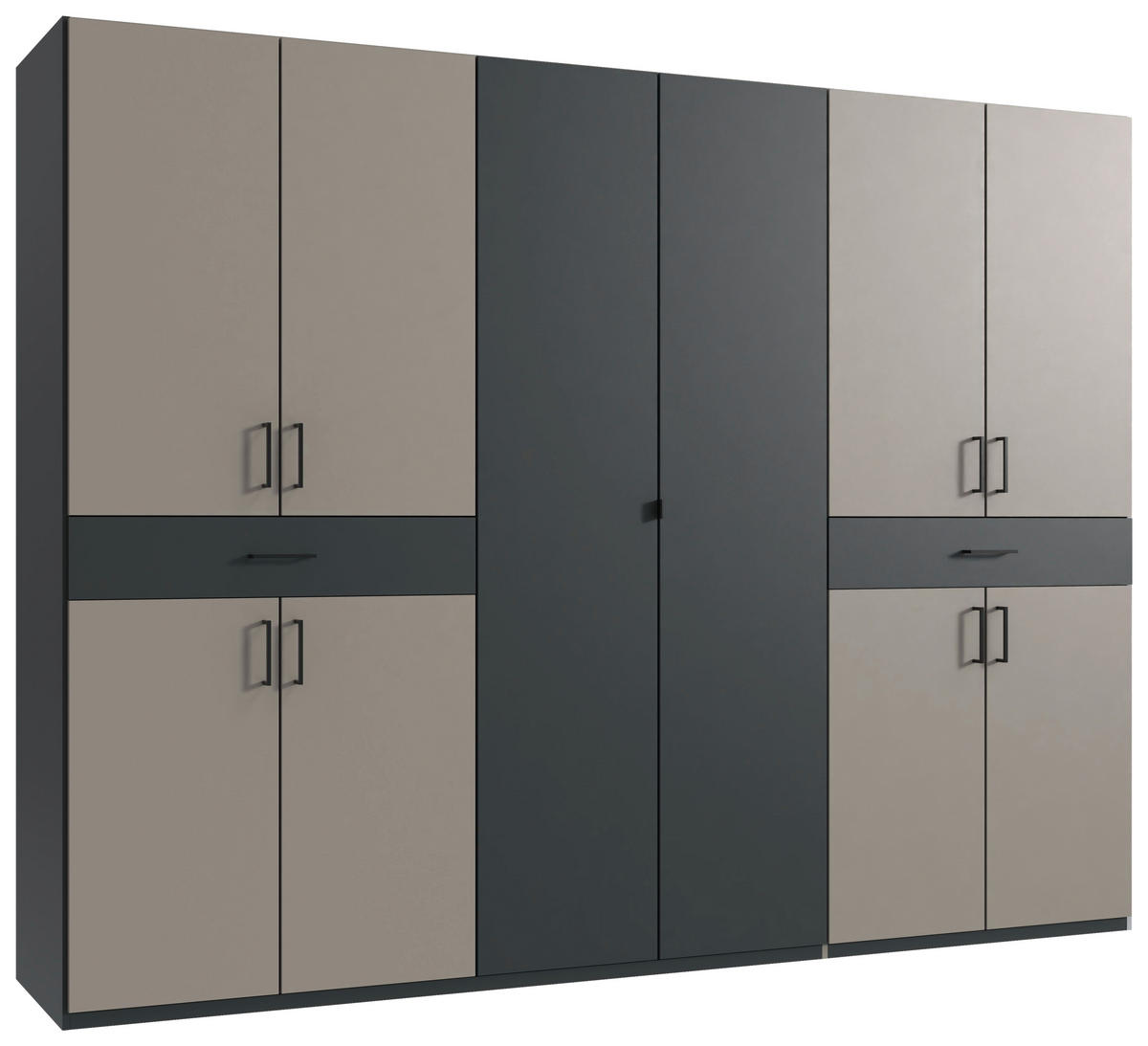 DREHTÜRENSCHRANK in Graphitfarben, Sahara  - Schwarz/Graphitfarben, Konventionell, Holzwerkstoff/Kunststoff (270/208/58cm) - Carryhome