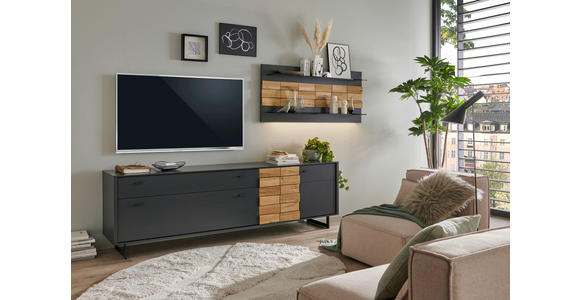 LOWBOARD  in 223,8/69,6/46,4 cm  - Eichefarben/Anthrazit, Design, Holz/Holzwerkstoff (223,8/69,6/46,4cm) - Novel