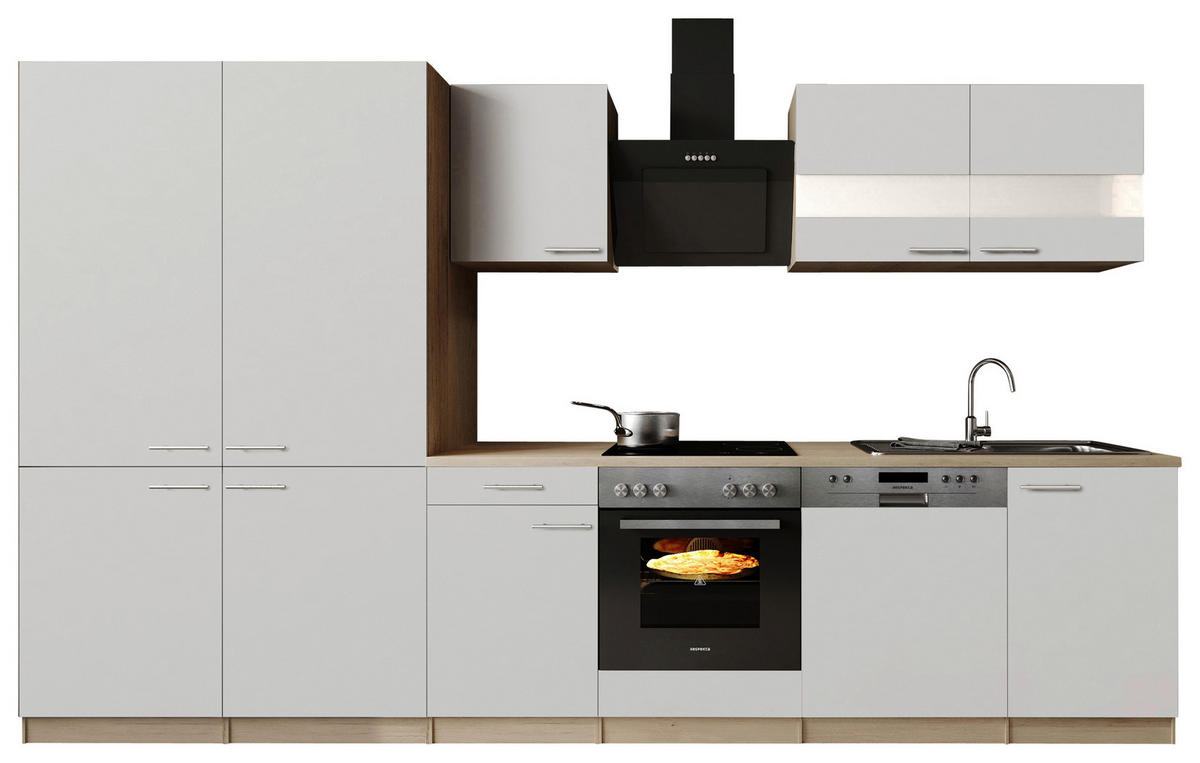 Bucătărie Standard  - alb/culoare inox, Trend, metal/material pe bază de lemn (340cm) - Respekta