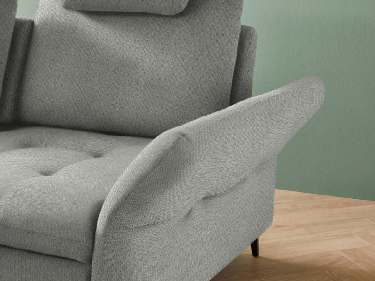 ECKSOFA in Chenille Hellgrau  - Hellgrau/Schwarz, Natur, Textil/Metall (233/288cm) - Valnatura