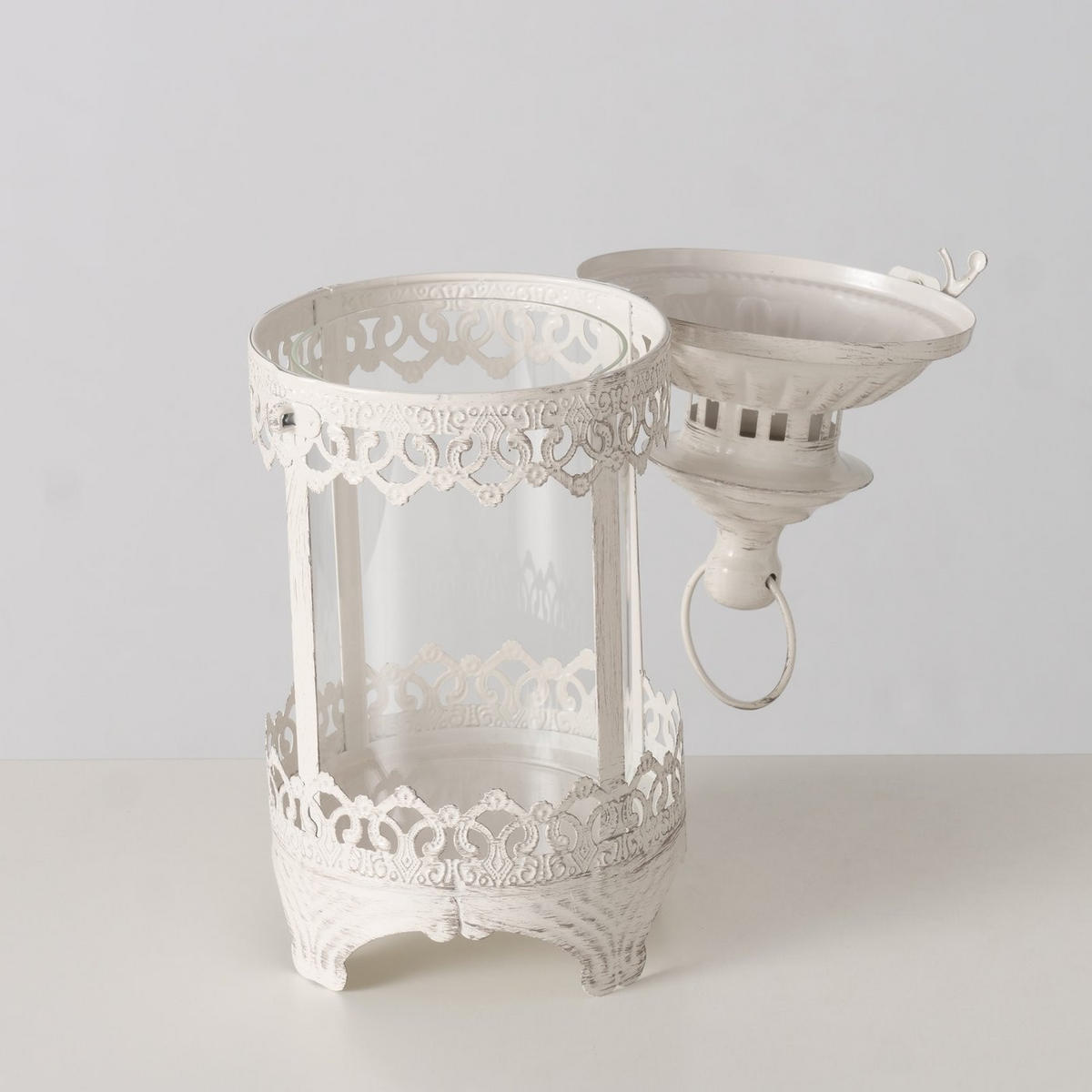 LATERNE - Transparent/Weiß, LIFESTYLE, Glas/Metall (13/13/29cm)