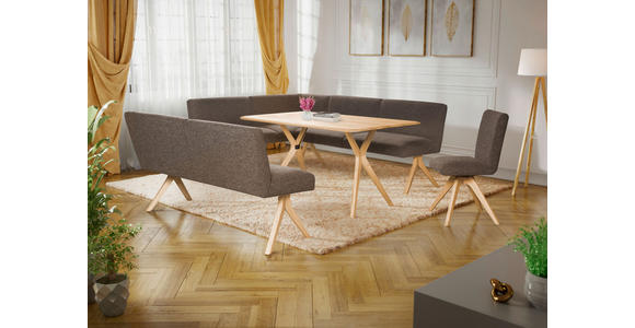 ECKBANK 172/218 cm Webstoff Braun Eiche vollmassiv   - Eichefarben/Braun, KONVENTIONELL, Holz/Textil (172/218cm) - Linea Natura