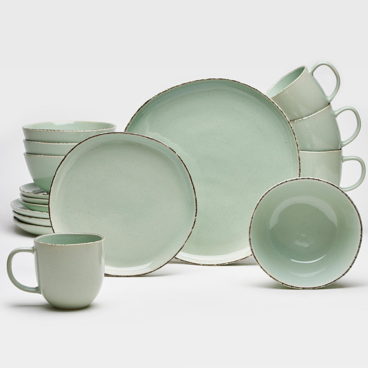 KOMPLETT SERVIS Urban 16 delar  - ljusgrön, Basics, keramik - Van Well