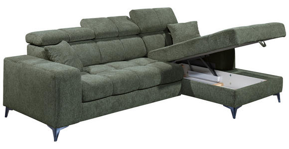 ECKSOFA Dunkelgrün Chenille  - Dunkelgrün/Schwarz, KONVENTIONELL, Kunststoff/Textil (268/172cm) - Carryhome