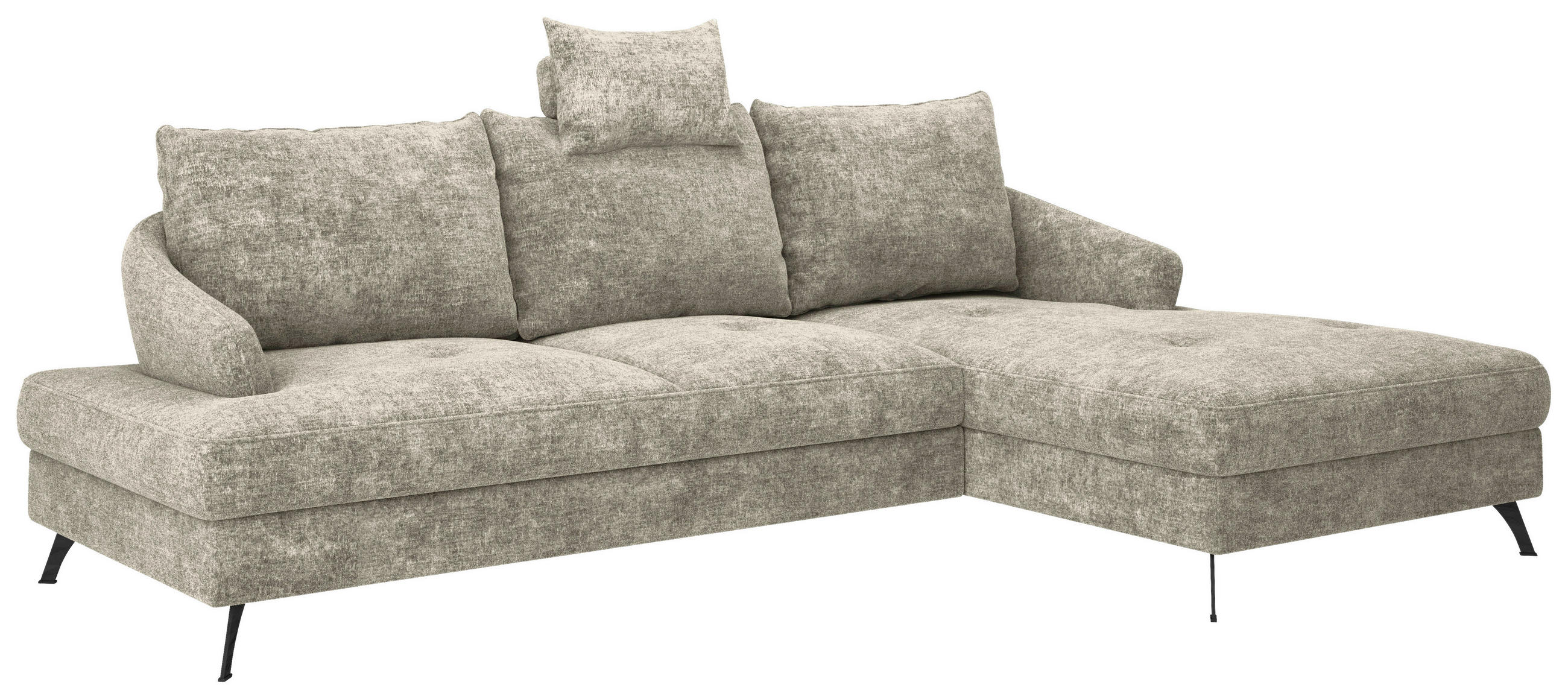 ECKSOFA in Webstoff Hellbraun  - Hellbraun/Schwarz, KONVENTIONELL, Textil/Metall (293/183cm) - Carryhome