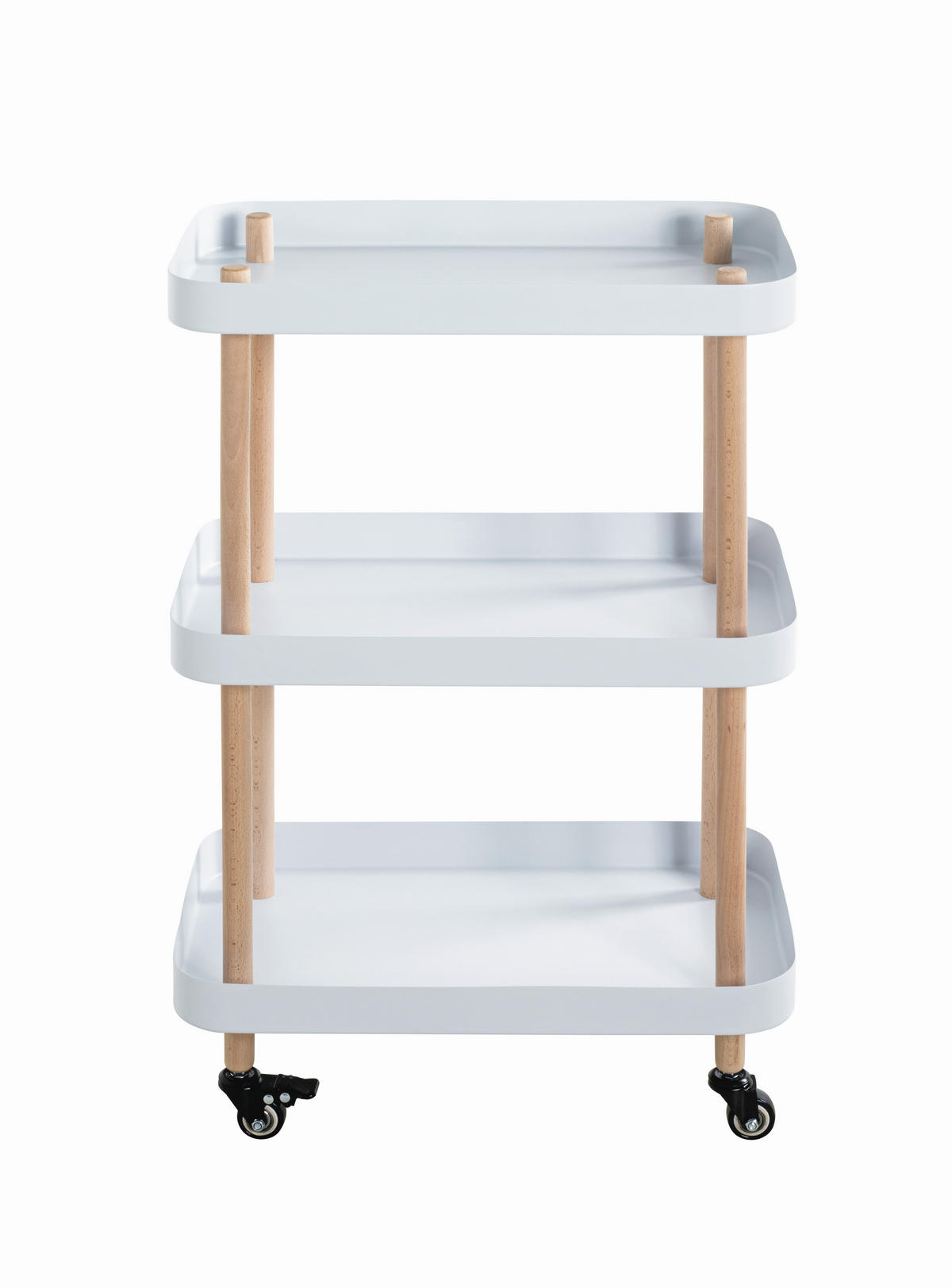 SERVIERWAGEN Buche massiv Naturfarben, Weiß, Buchefarben  - Buchefarben/Naturfarben, MODERN, Holz/Metall (50/30/76cm)