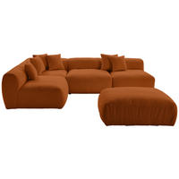 ECKSOFA inkl. Hocker Flachgewebe, Teddystoff Rostfarben  - Rostfarben, Trend, Textil (235/315cm) - Livetastic
