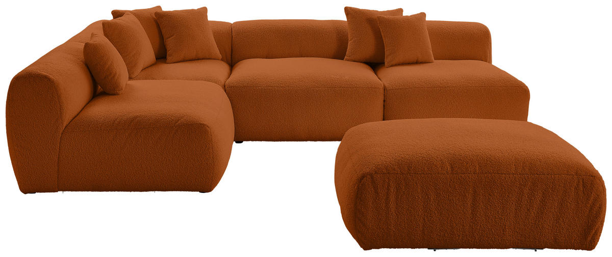 ECKSOFA inkl. Hocker Flachgewebe, Teddystoff Rostfarben  - Rostfarben, Trend, Textil (235/315cm) - Livetastic