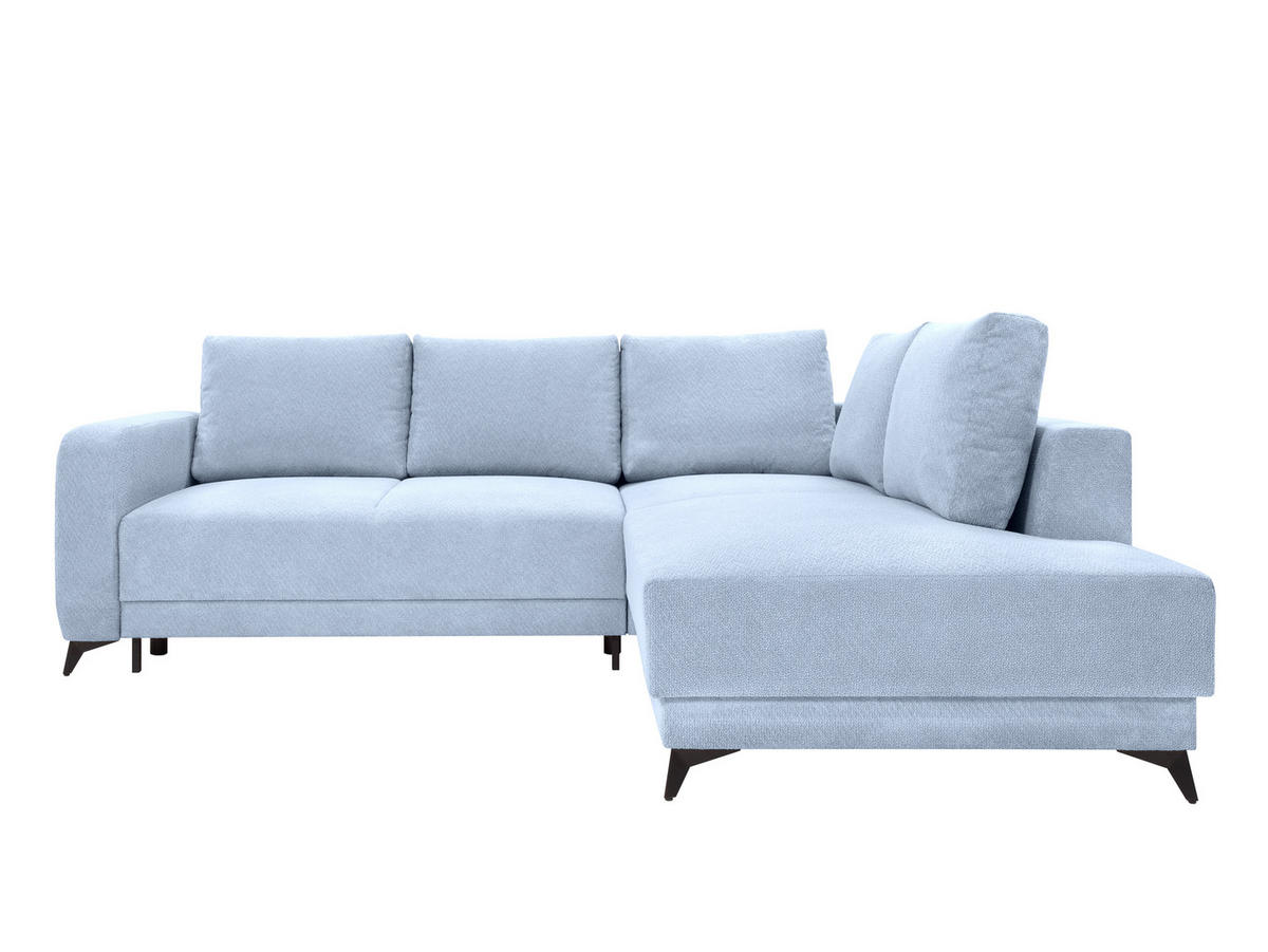 ECKSOFA CORTEZ in Hellblau  - Schwarz/Hellblau, Design, Textil/Metall (260/215cm) - MID.YOU