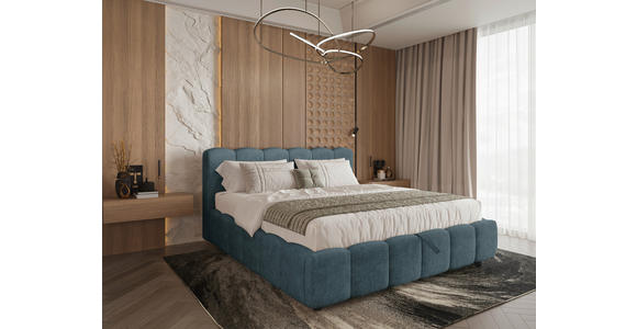 POLSTERBETT Lattenrost, Bettkasten Dunkelblau 180/200 cm  - Schwarz/Dunkelblau, KONVENTIONELL, Holz/Kunststoff (180/200cm) - Carryhome