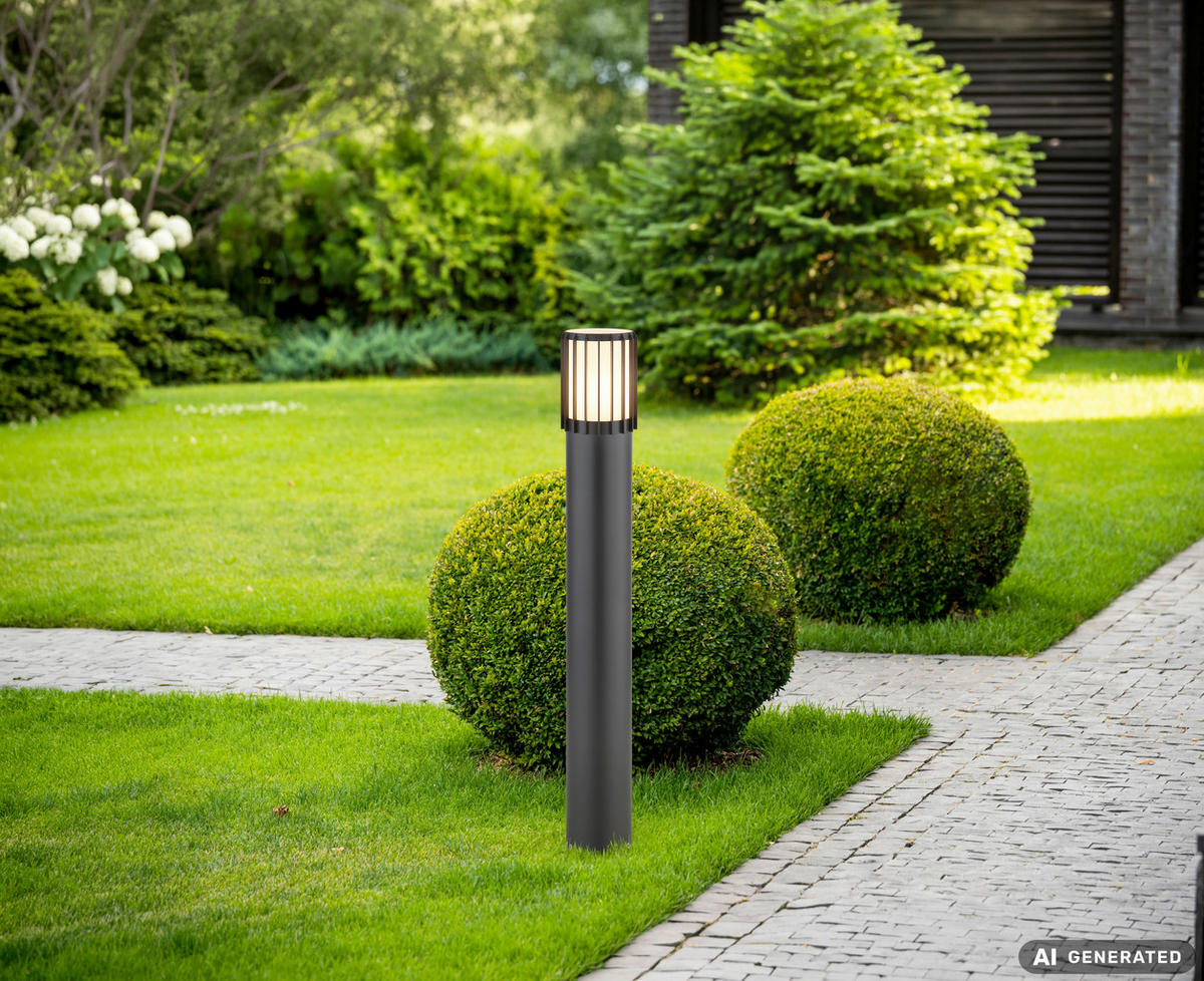 WEGELEUCHTE Mervin 9/100 cm  - Anthrazit/Opal, Design, Kunststoff/Metall (9/100cm) - Globo