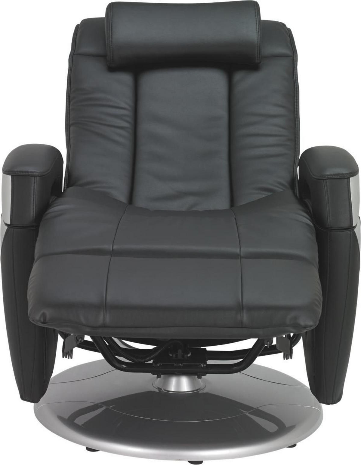 MASSAGESESSEL Kombination Echtleder/Lederlook Lederlook Schwarz    - Chromfarben/Schwarz, Design, Leder/Textil (75/110/113cm) - Cantus