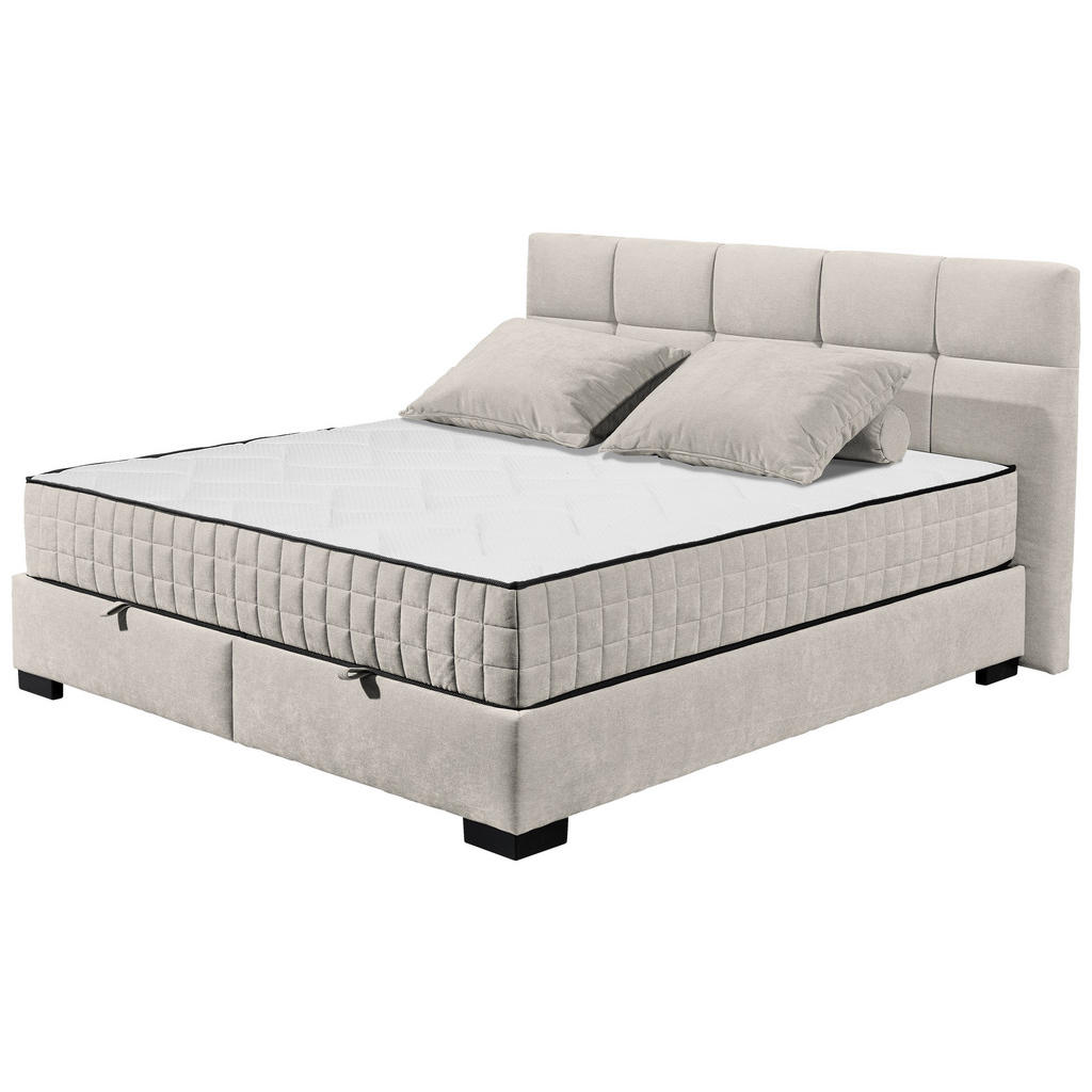 Thumbnail - Mid.you Boxbett, Beige, Textil, H3 + H4, 9-Zonen, 160x200 cm, Bettkasten, gepolstertes Kopfteil, Federkernmatratze, Wend...