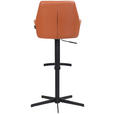 BARHOCKER Echtleder Cognac Eisen Sitzfläche 360° drehbar, inklusive Armlehnen  - Cognac/Schwarz, Design, Leder/Metall (55/90-116/53cm) - Novel