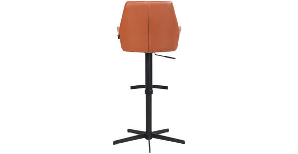 BARHOCKER Echtleder Cognac Eisen Sitzfläche 360° drehbar, inklusive Armlehnen - Cognac/Schwarz, Design, Leder/Metall (55/90-116/53cm) - Novel
