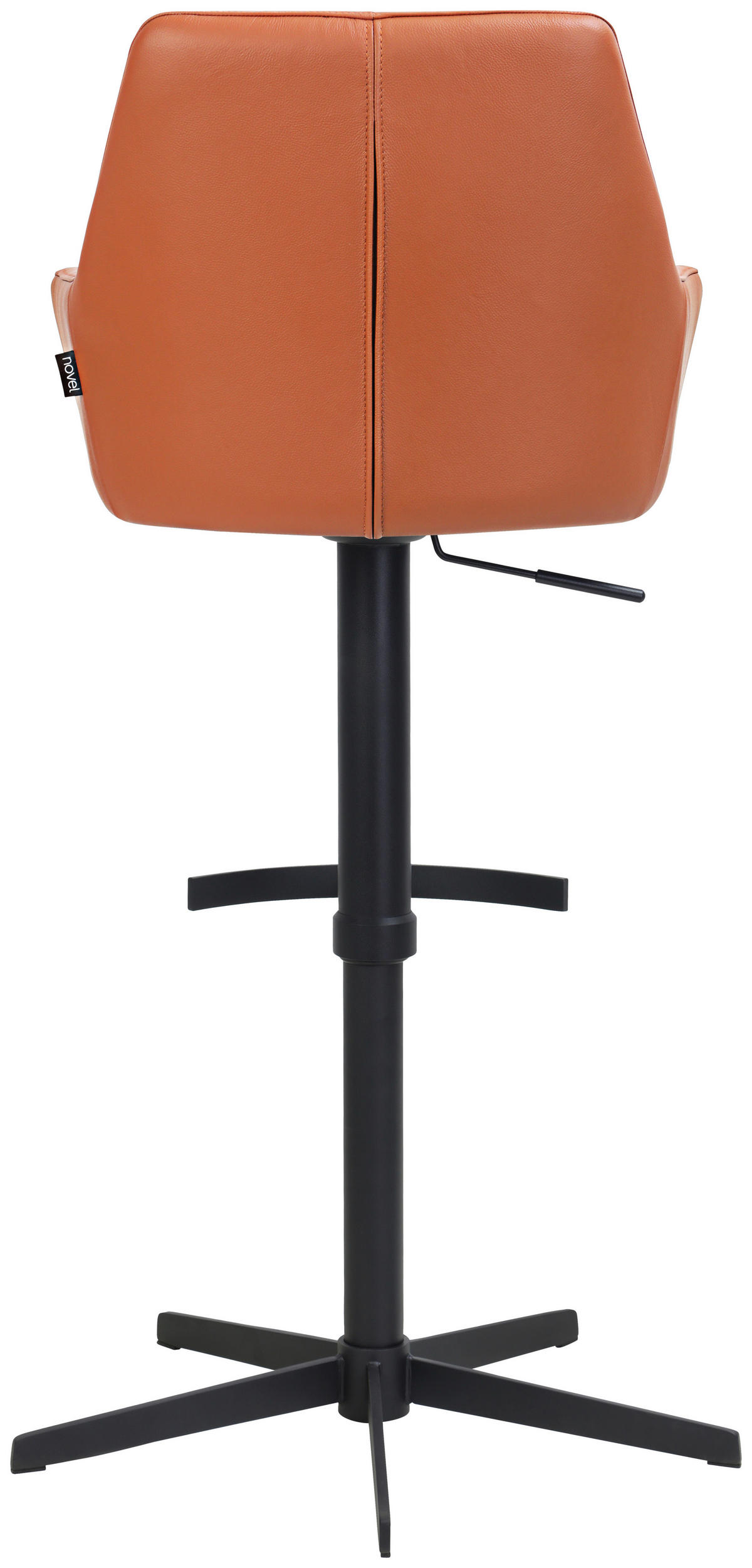BARHOCKER Echtleder Cognac Eisen Sitzfläche 360° drehbar, inklusive Armlehnen  - Cognac/Schwarz, Design, Leder/Metall (55/90-116/53cm) - Novel