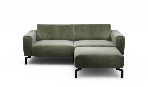 2,5-Sitzer inkl. Hocker in Samt Waldgrün  - Waldgrün/Schwarz, Design, Textil/Metall (220/86/86-94cm) - SENSOO