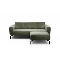 2,5-Sitzer inkl. Hocker in Samt Waldgrün  - Waldgrün/Schwarz, Design, Textil/Metall (220/86/86-94cm) - SENSOO