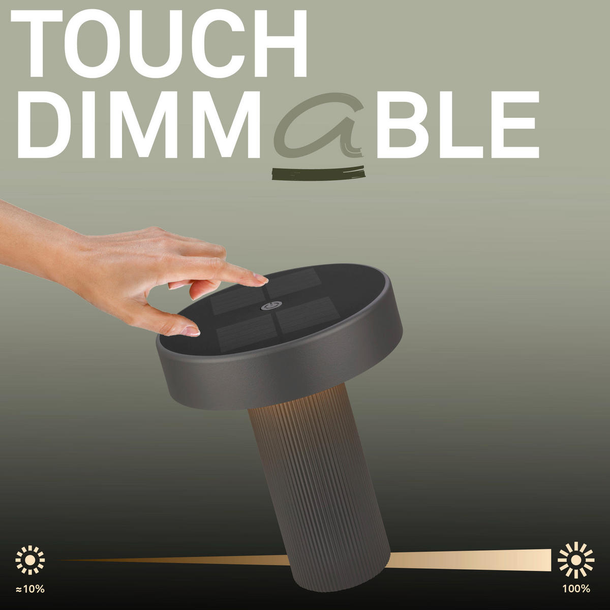 AKKU-TISCHLEUCHTE 16/20 cm  - Anthrazit, Design, Kunststoff (16/20cm)