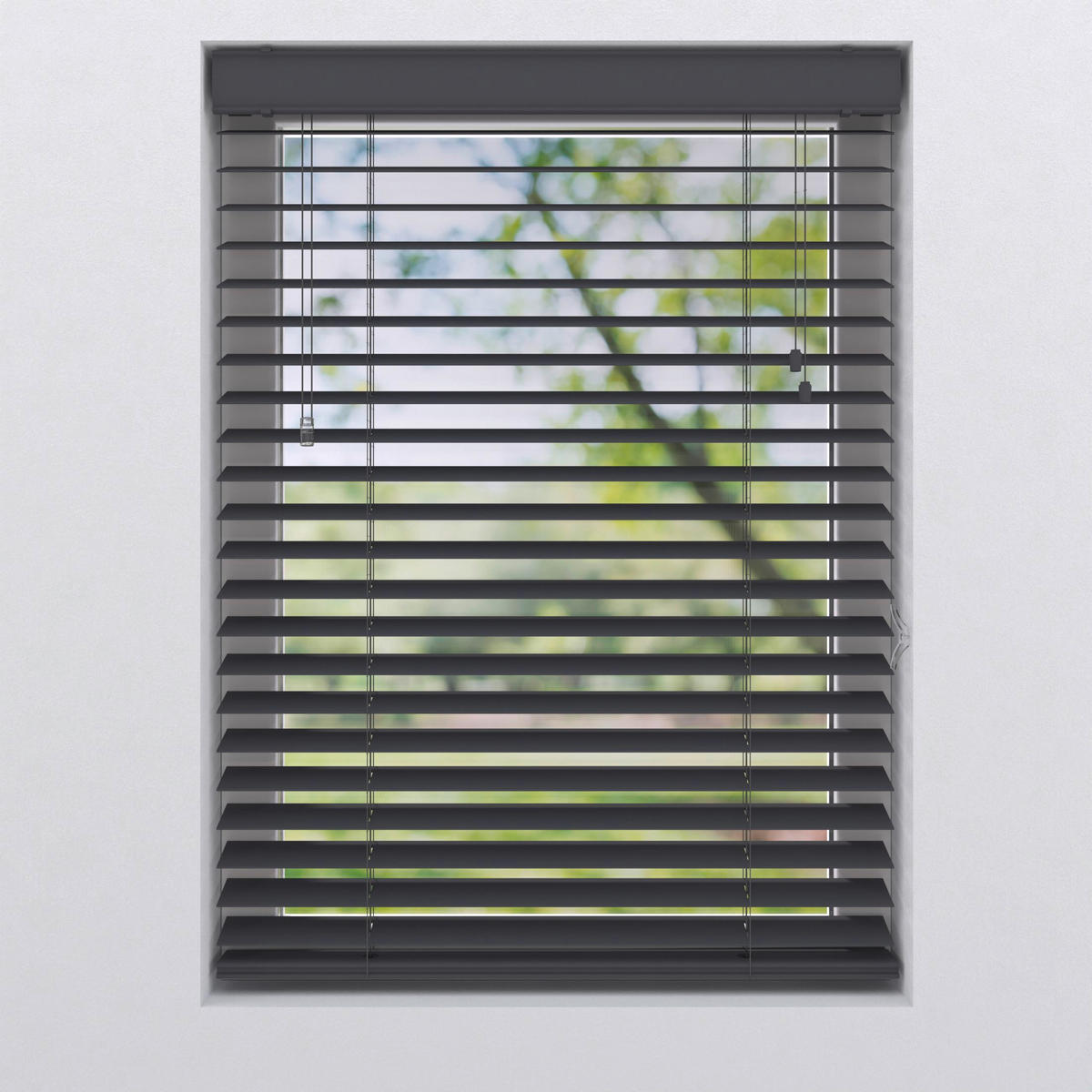 Jalousie 50mm in Holzoptik  - Anthrazit, Design, Kunststoff (105/240cm)