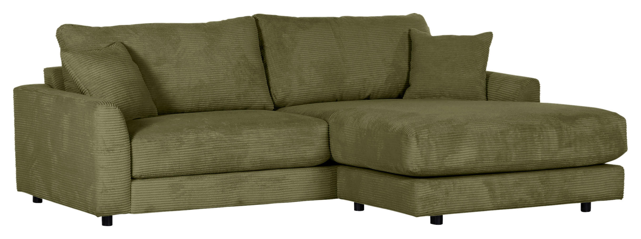 ECKSOFA Dunkelgrün Cord  - Dunkelgrün/Schwarz, Design, Kunststoff/Textil (240/175cm) - Landscape