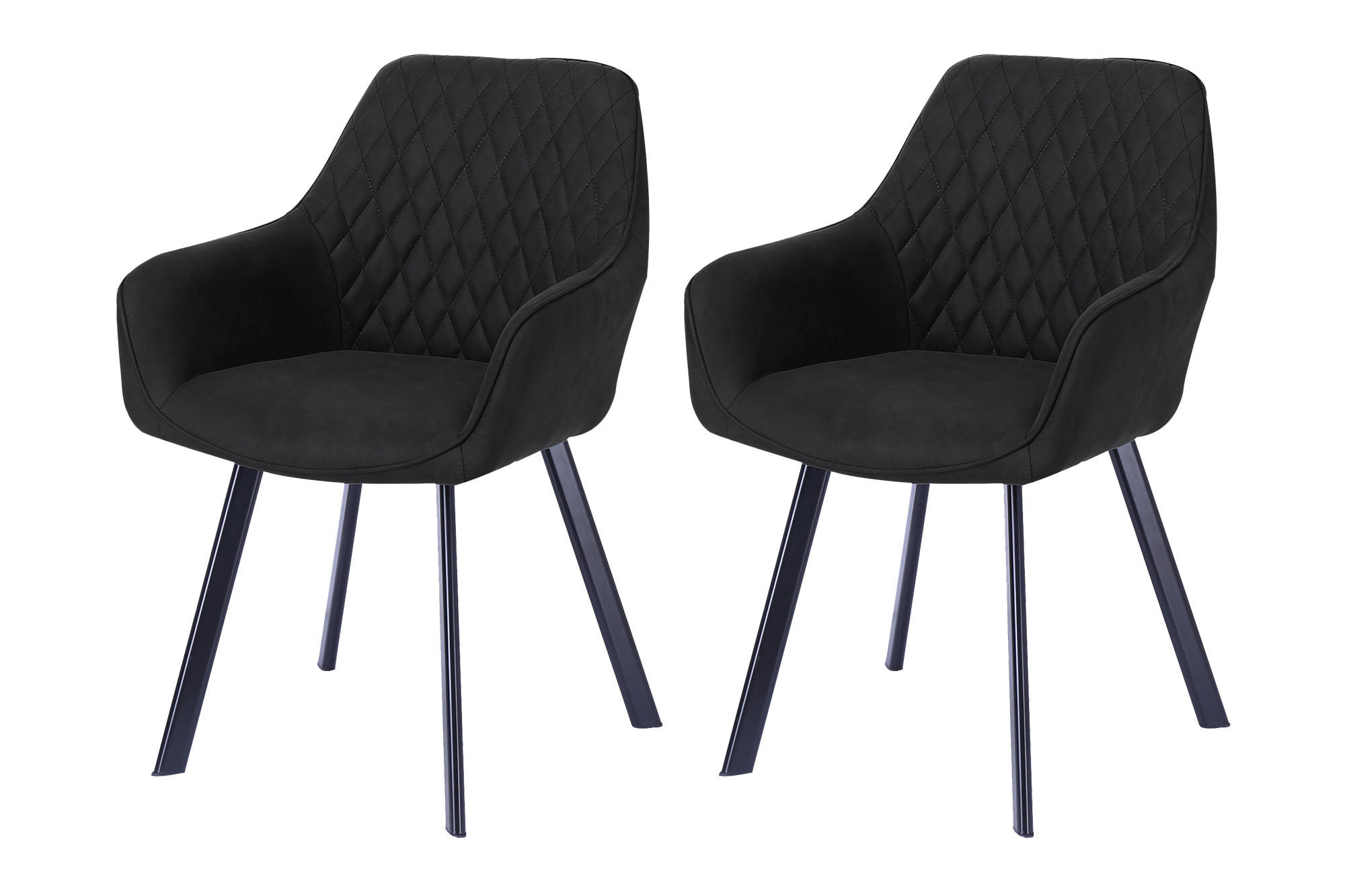 SADA ŽIDLÍ S PODRUČKAMI 2 kusy - černá/antracitová, Moderní, kov/textil (56,5/83/63cm) - Livetastic