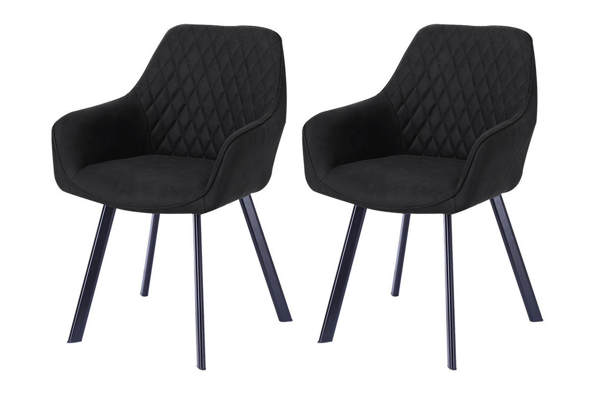 SADA STOLIČIEK S PODRÚČKAMI 2 kus - čierna/antracitová, Modern, kov/textil (56,5/83/63cm) - Livetastic