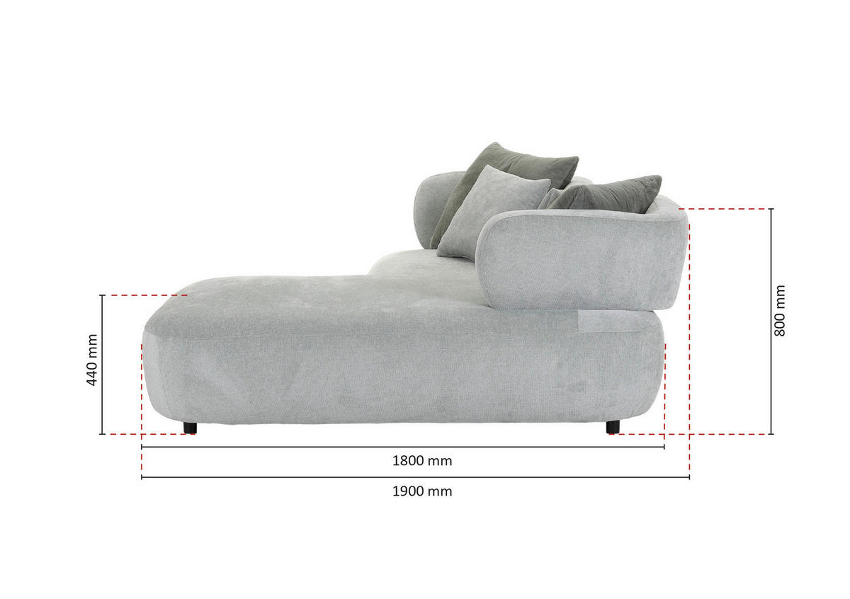 ECKSOFA Mintgrün Flachgewebe Zierkissen, Rückenkissen, Rücken echt, Sitztiefenverstellung  - Salbeigrün/Schwarz, MODERN, Kunststoff/Textil (320/190cm) - Ambia Home