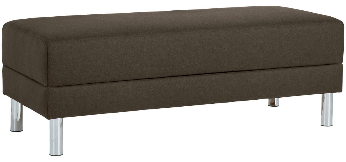 ECKSCHLAFSOFA inkl. Hocker in Braun Textil   - Chromfarben/Braun, Konventionell, Textil/Metall (152/230cm) - Max Winzer