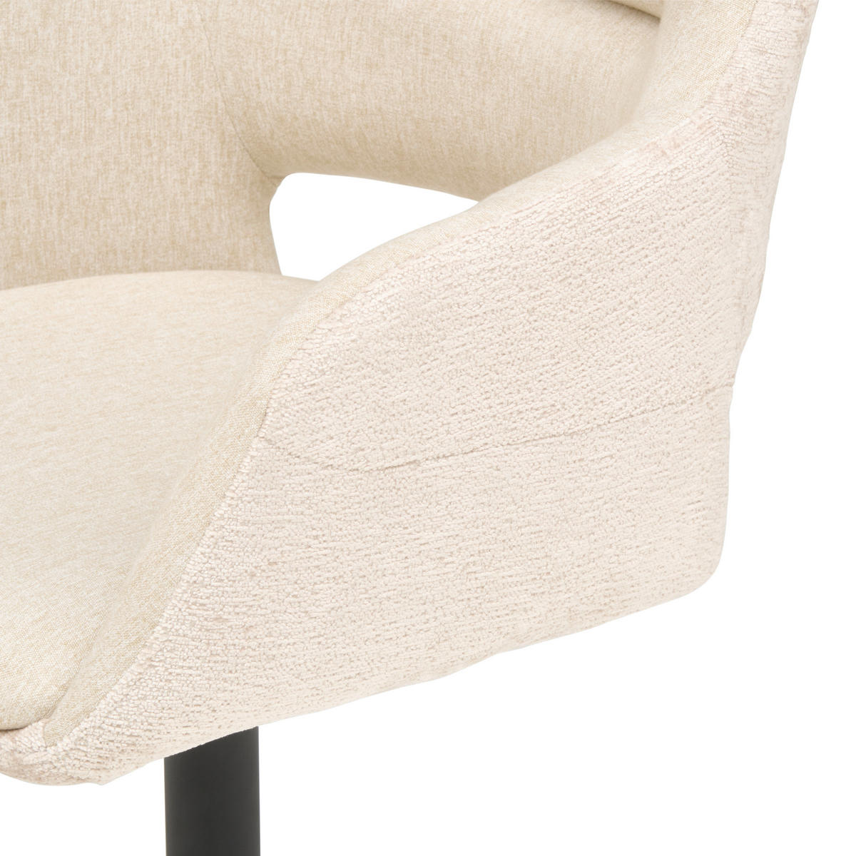 ARMLEHNSTUHL  in Eisen Chenille, Leinenoptik  - Beige/Schwarz, KONVENTIONELL, Textil/Metall (61/85/63cm) - MID.YOU
