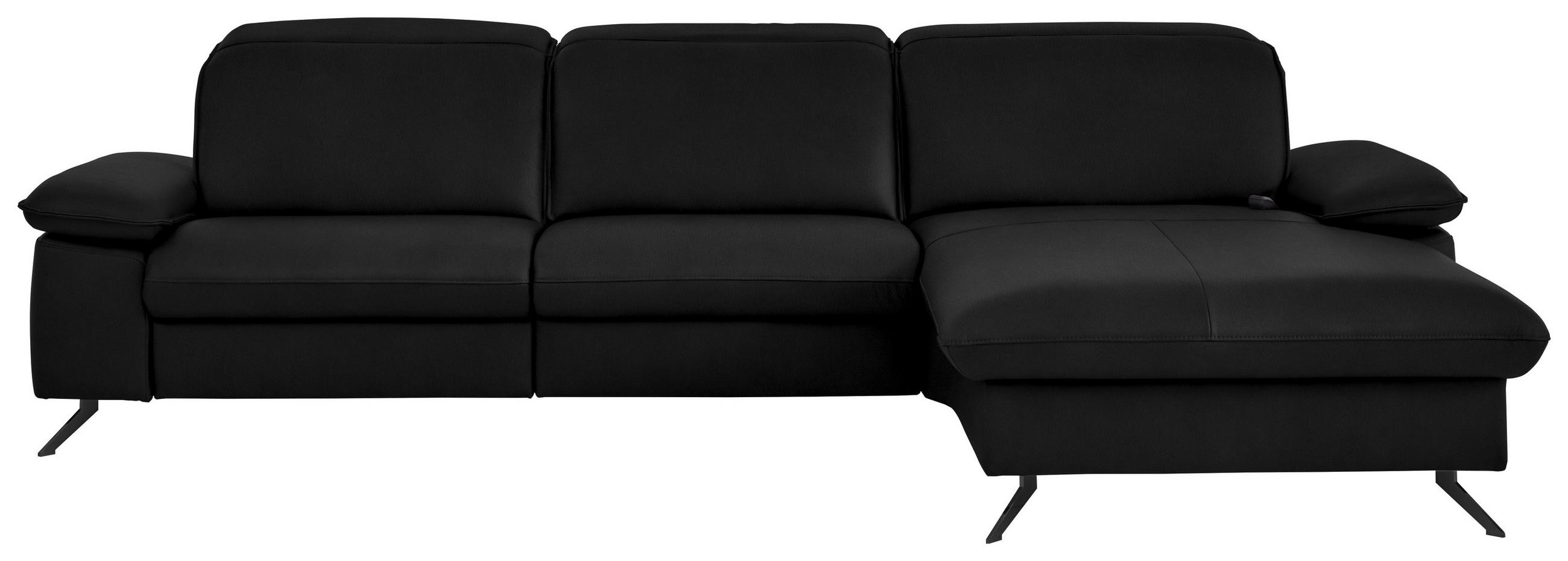 ECKSOFA 307/169 cm Beldomo premium in Echtleder Schwarz Kopfteilverstellung  307/169 cm  - Schwarz, Design, Leder/Metall (307/169cm) - Beldomo Premium