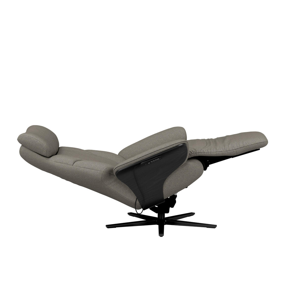 RELAXSESSEL Flachgewebe Relaxfunktion, Kopfteilverstellung, Fußteilverstellung, Rücken echt    - Schwarz/Grau, Design, Holz/Textil (86/116/87cm) - Stressless