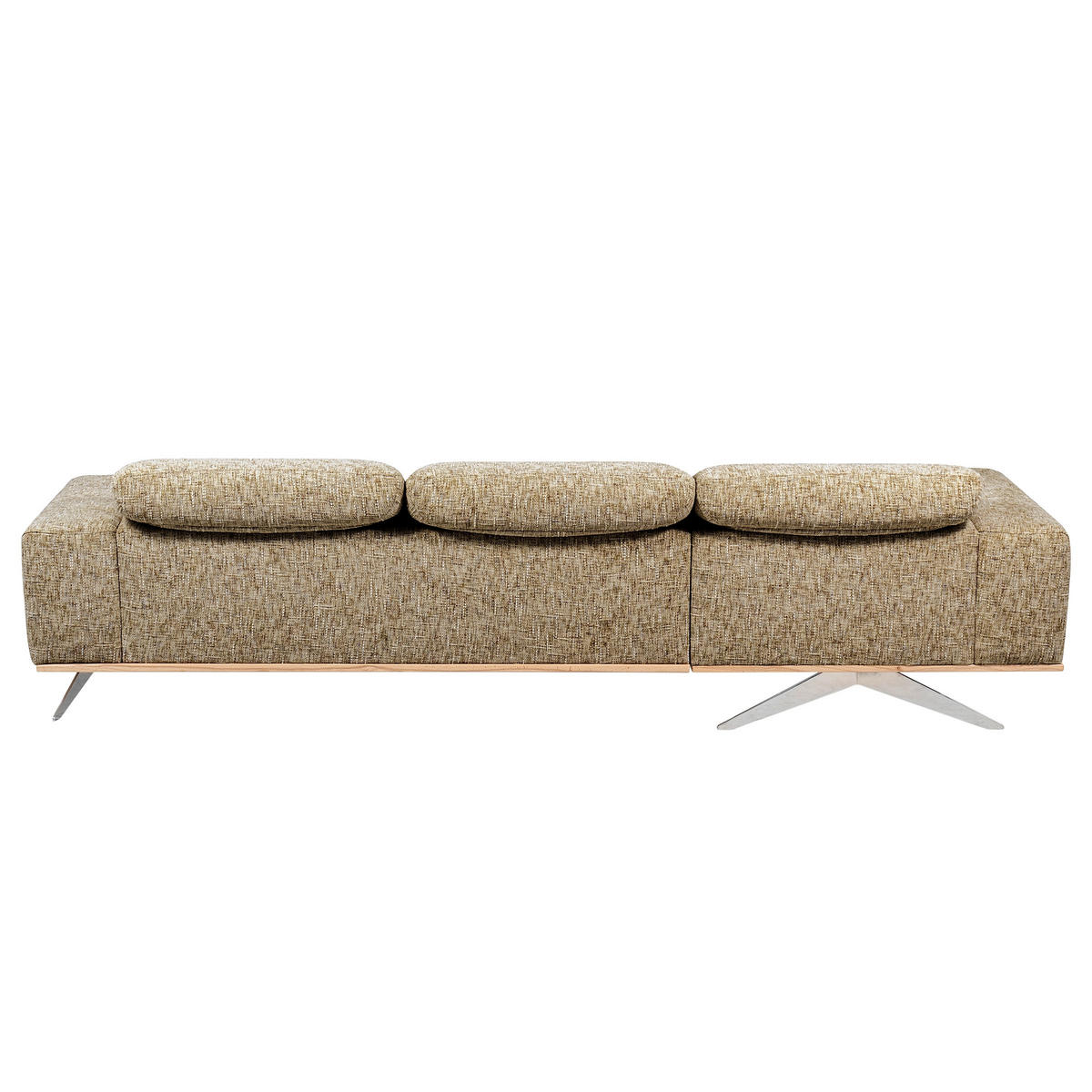 ECKSOFA PORTLAND in Struktur Hellbraun Kopfteilverstellung  187/295 cm  - Chromfarben/Hellbraun, Design, Holz/Textil (187/295cm) - Livetastic