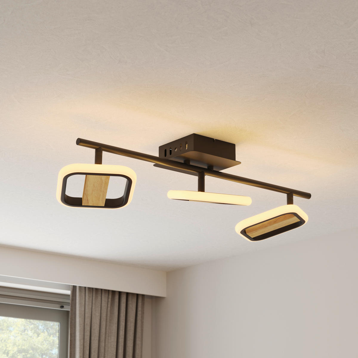 LED-STRAHLER Miriam 55/13,5/12 cm   - Eschefarben/Schwarz, Design, Holz/Kunststoff (55/13,5/12cm) - Novel