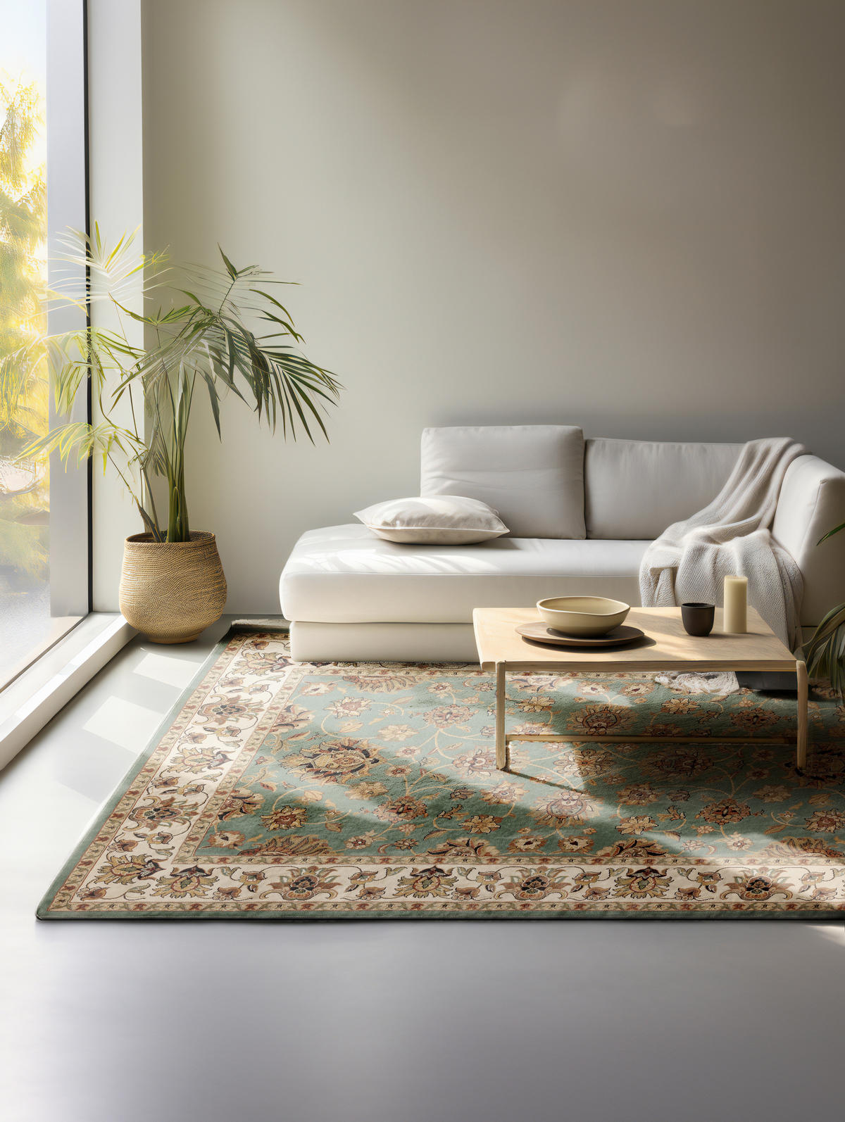 VINTAGE-TEPPICH 120/170 cm Herat Mintgrün, Creme  - Creme/Mintgrün, Basics, Kunststoff/Textil (120/170cm) - Hanse Home