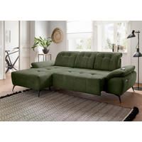 ECKSOFA Cord Dunkelgrün  - Dunkelgrün/Schwarz, Modern, Textil/Metall (180/280cm) - Livetastic