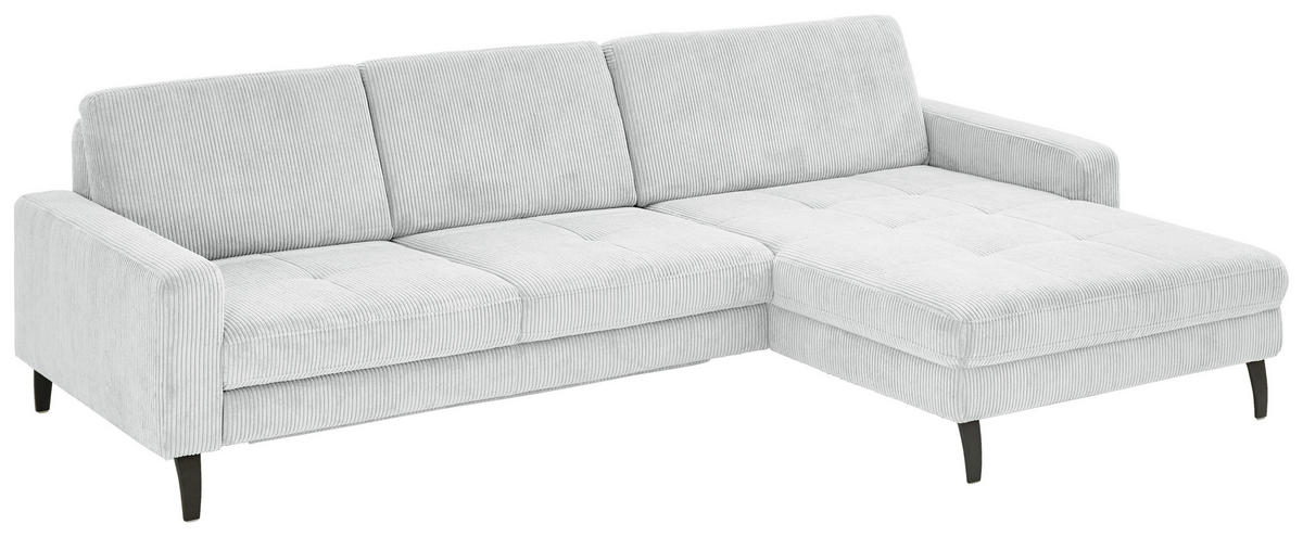 ECKSOFA in Cord Silberfarben  - Silberfarben/Schwarz, Modern, Textil/Metall (302/177cm) - Beldomo Style