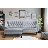 ECKSOFA  in Webstoff Hellgrau  165/237 cm  - Hellgrau/Schwarz, Design, Holz/Textil (165/237cm) - Stylife