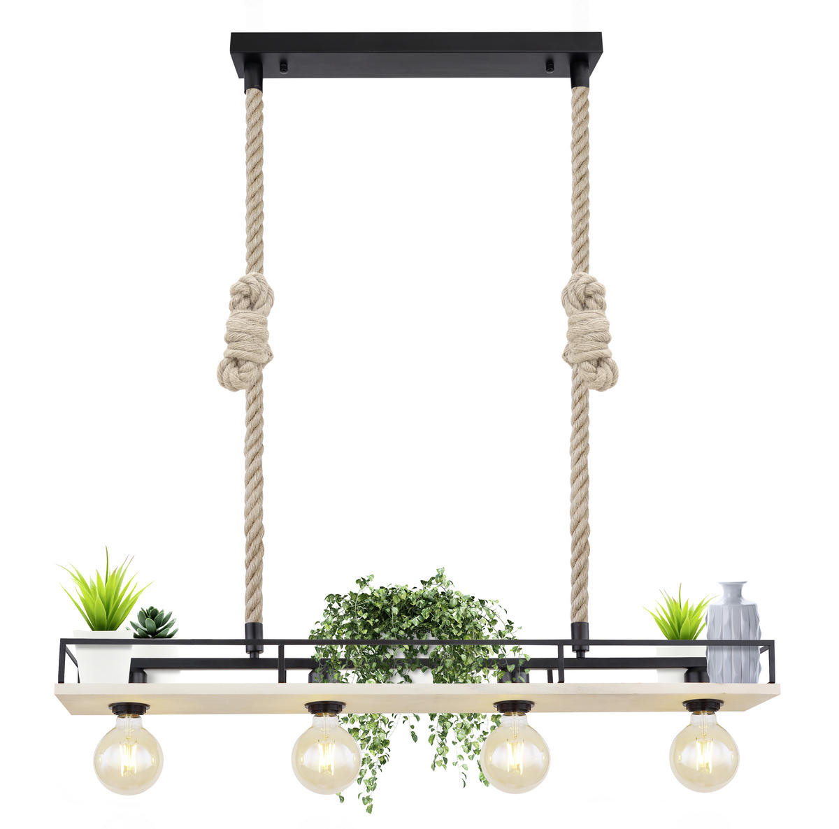 HÄNGELEUCHTE 95/15/120 cm   - Schwarz/Braun, Basics, Naturmaterialien/Holz (95/15/120cm) - Globo