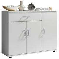 KOMODA  90/70/30 cm  bela  - bela/srebrna, Konvencionalno, pločasti materijal/plastika (90/70/30cm) - Carryhome