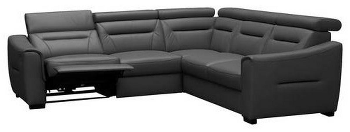 ECKSOFA Lederlook Echtleder Anthrazit  - Wengefarben/Anthrazit, Design, Leder/Holz (260/260cm) - Celina Home