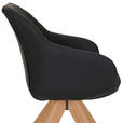 ARMLEHNSTUHL  Typenauswahl, Sitzfläche 360° drehbar, automatische Rückholfunktion  Echtleder  - Schwarz/Naturfarben, Design, Leder/Holz (60/83/65cm) - Landscape