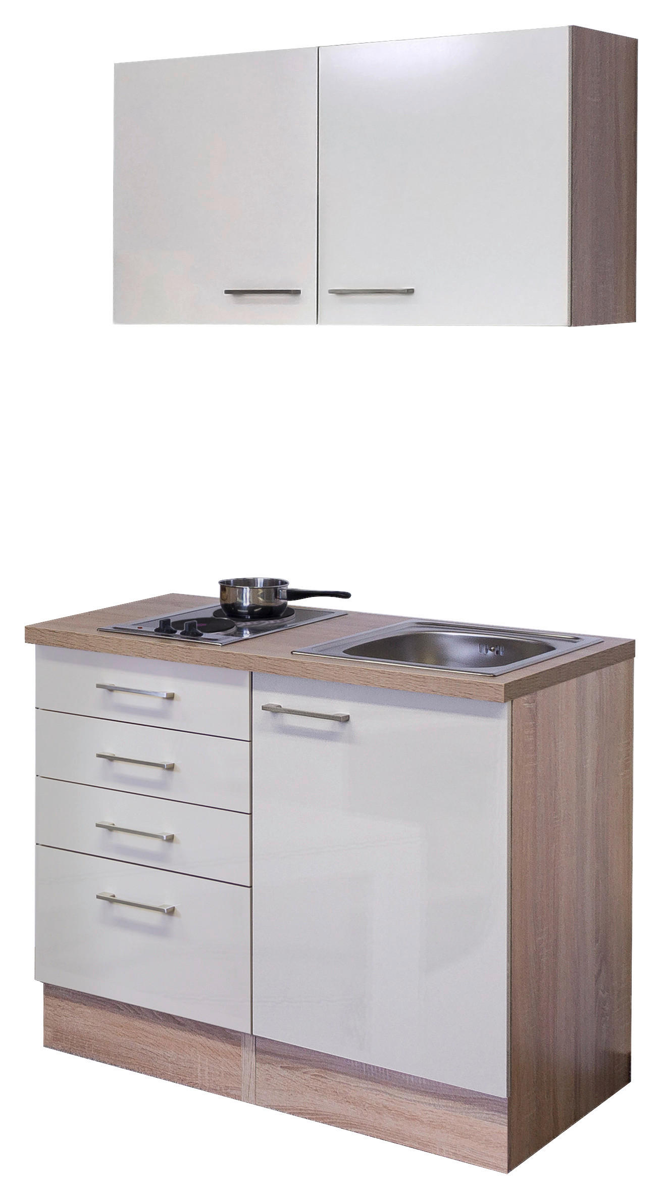 MINIKUCHYŇA NEPAL 100 - kašmírová/farba ušľachtilej ocele, Modern, kov/kompozitné drevo (100cm) - FlexWell