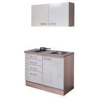 MINIKÜCHE 100 cm   in Kaschmir  - Kaschmir/Edelstahlfarben, MODERN, Holzwerkstoff/Metall (100cm) - FlexWell