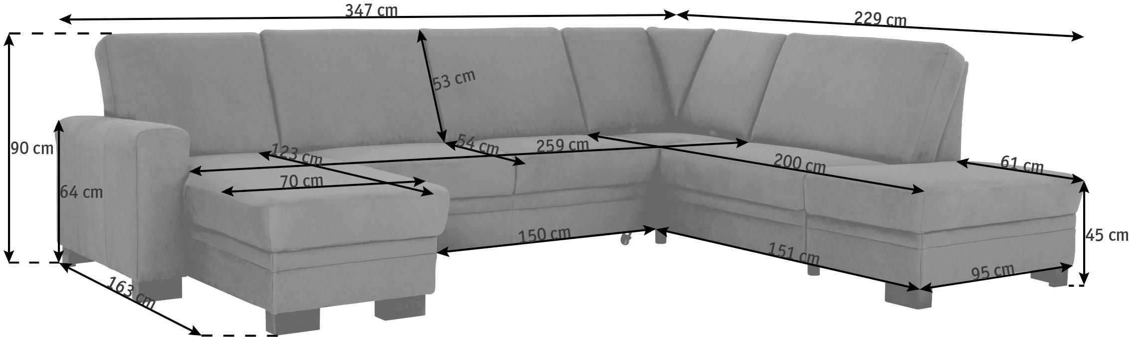Thumbnail - Beldomo System Wohnlandschaft, Beige, Textil, 5-Sitzer, U-Form, 319x241 cm, Goldenes M, Typenauswahl, Bettkasten erhältl...