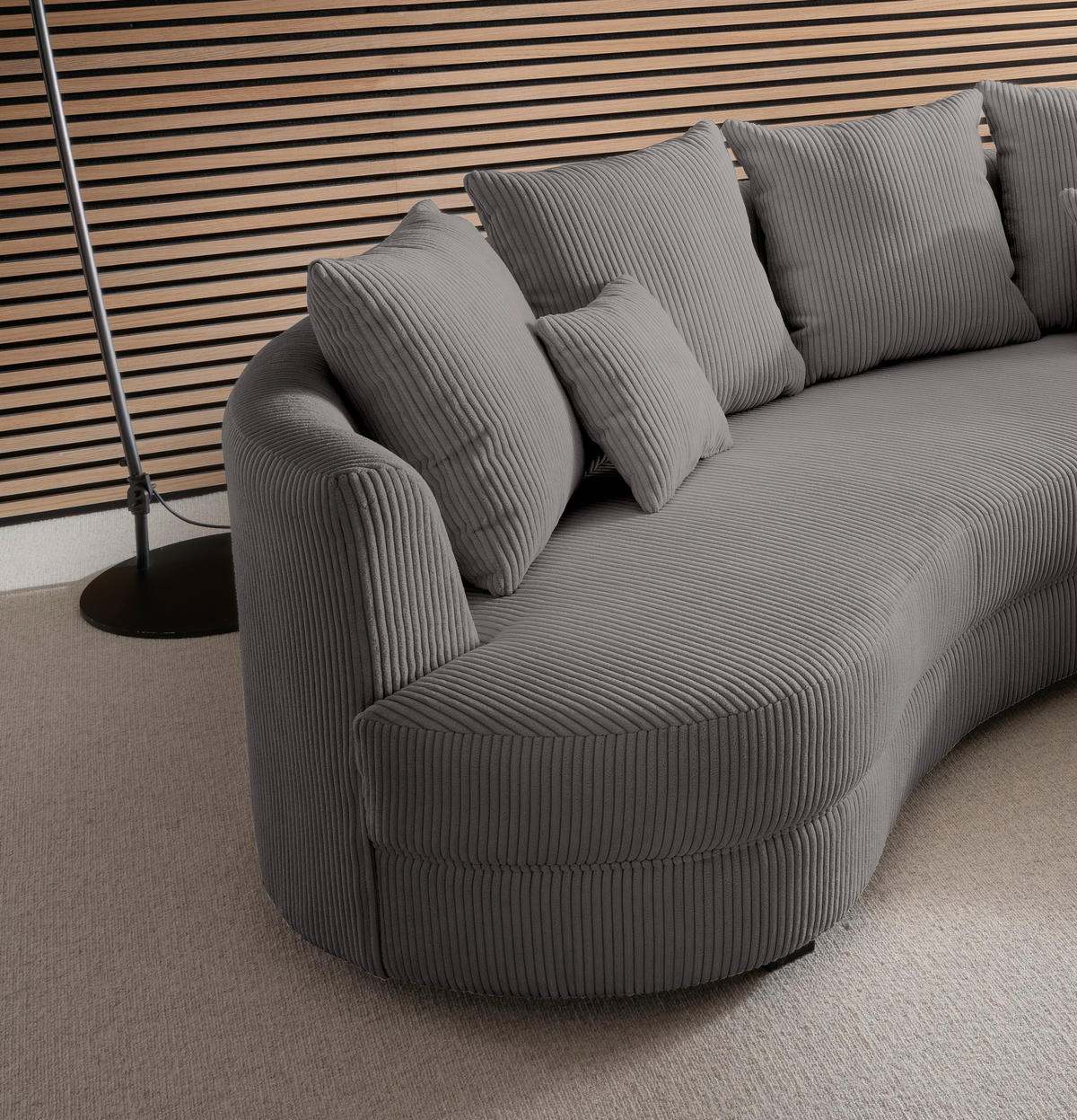 WOHNLANDSCHAFT in Cord Grau  - Schwarz/Grau, Design, Kunststoff/Textil (300/160cm) - Livetastic