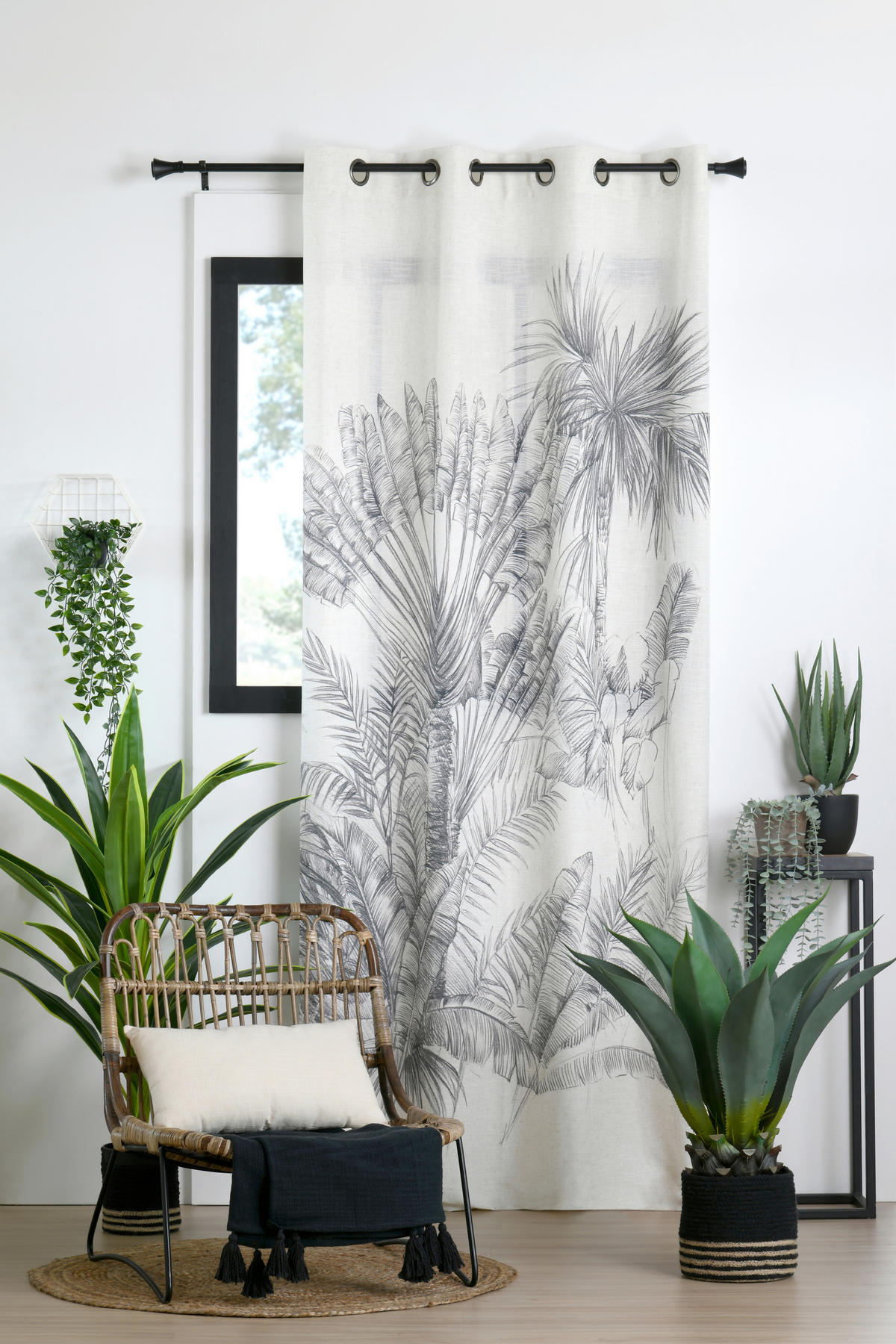 GOTOVA ZAVESA crna, bela  140/260 cm  - bela/crna, Osnovno, tekstil (140/260cm)