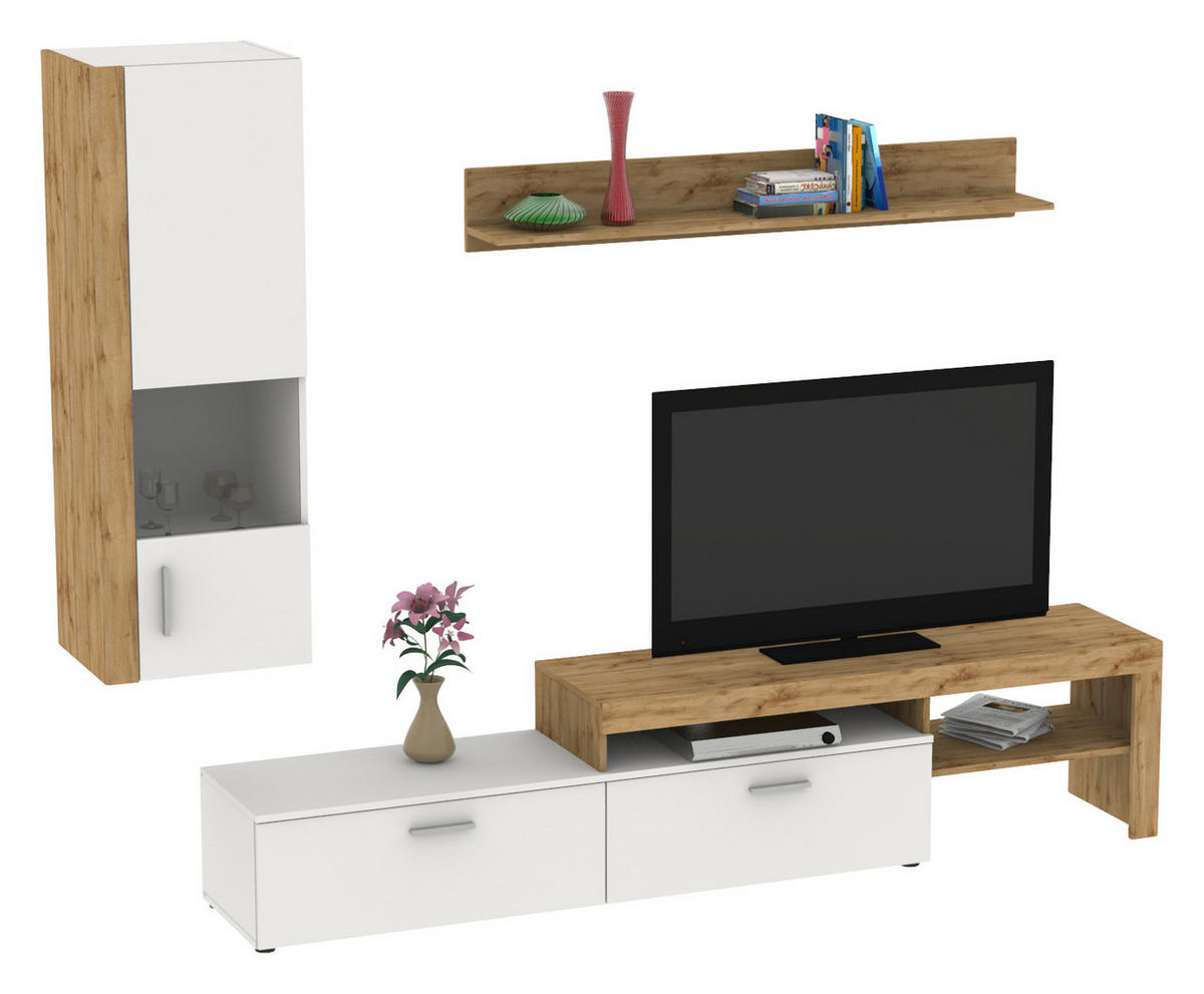 REGAL ZA DNEVNI BORAVAK bela   - boja aluminijuma/bela, Moderno, plastika (250/190/40cm) - Carryhome